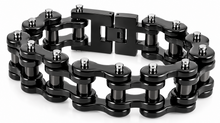 Load image into Gallery viewer, 22mm All Black Bike Chain Bracelet Wide Biker Stainless Steel SB32