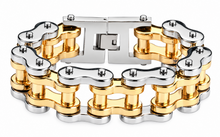 Load image into Gallery viewer, 21mm Silver &amp; Gold Bike Chain Bracelet Men's Biker Stainless Steel SB34