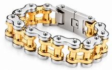 Load image into Gallery viewer, 21mm Silver &amp; Gold Bike Chain Bracelet Men's Biker Stainless Steel SB34