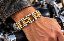 Load image into Gallery viewer, 21mm Silver &amp; Gold Bike Chain Bracelet Men's Biker Stainless Steel SB34
