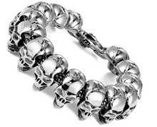 Load image into Gallery viewer, 24mm Cracked Skull Bracelet Men's Biker Stainless Steel SB37