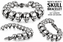 Load image into Gallery viewer, 24mm Cracked Skull Bracelet Men's Biker Stainless Steel SB37