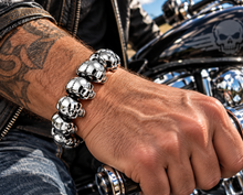 Load image into Gallery viewer, 24mm Cracked Skull Bracelet Men's Biker Stainless Steel SB37