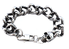 Load image into Gallery viewer, Skull Jewelry Men&#39;s Skull Chain Cuban Link Biker Bracelet Stainless Steel