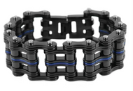 25mm Primary Bike Chain Bracelet Black/Blue Line Stainless Steel SB3