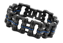 Load image into Gallery viewer, Men's Black &amp; Blue 25mm Primary Bike Chain Bracelet Stainless Steel SB3