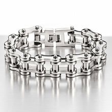 Load image into Gallery viewer, 17mm All Silver Bike Chain Bracelet Men's Biker Stainless Steel SB41