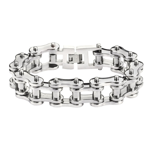 Biker Jewelry Men's Motorcycle Bike Chain Bracelet Stainless Steel Silver SB41