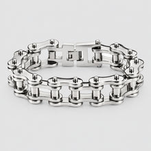 Load image into Gallery viewer, 17mm All Silver Bike Chain Bracelet Men's Biker Stainless Steel SB41