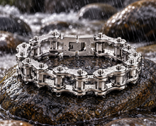 Load image into Gallery viewer, 17mm All Silver Bike Chain Bracelet Men's Biker Stainless Steel SB41