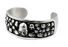 Load image into Gallery viewer, Biker Jewelry Wide Stainless Steel Skull Cuff Bracelet