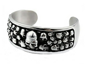 Biker Jewelry Wide Stainless Steel Skull Cuff Bracelet<br> SB43