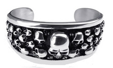 Load image into Gallery viewer, Biker Jewelry Wide Stainless Steel Skull Cuff Bracelet