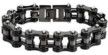Load image into Gallery viewer, 16mm Glossy Black Bike Chain Bracelet Double Link Men's Stainless Steel SB44