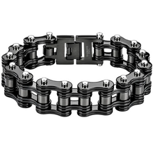 Load image into Gallery viewer, 16mm Glossy Black Bike Chain Bracelet Double Link Men's Stainless Steel SB44