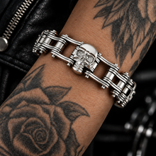 Load image into Gallery viewer, 20mm All Silver &amp; Skulls Bike Chain Bracelet Men's Biker Stainless Steel SB45