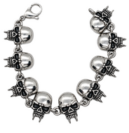 Vampire Skull Bracelet with Fangs Men's Biker Stainless Steel SB48
