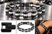 Load image into Gallery viewer, Ladies 10mm All Black &amp; Bling Bike Chain Bracelet Stainless Steel SB51