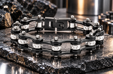 Load image into Gallery viewer, Ladies 10mm All Black &amp; Bling Bike Chain Bracelet Stainless Steel SB51