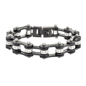 Jewelry Women's Motorcycle Bike Chain Stainless Steel Bracelet Black on Black SB51