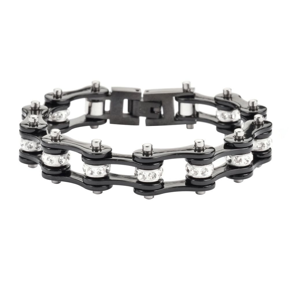 Jewelry Women's Motorcycle Bike Chain Stainless Steel Bracelet Black on Black SB51