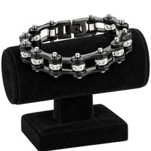 Load image into Gallery viewer, Ladies 10mm All Black &amp; Bling Bike Chain Bracelet Stainless Steel SB51
