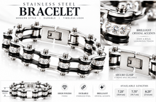 Load image into Gallery viewer, Ladies 10mm All Silver &amp; Bling Bike Chain Bracelet Stainless Steel SB53