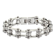Ladies 1/2 inch Wide All Stainless with Crystals Motorcycle Bike Chain Tennis Bracelet SB53