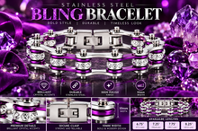 Load image into Gallery viewer, Ladies 10mm Silver &amp; Candy Purple Bling Bike Chain Bracelet Stainless Steel SB54