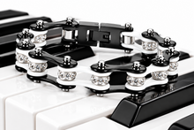 Load image into Gallery viewer, Ladies 10mm Black &amp; White Bling Bike Chain Bracelet Stainless Steel SB58