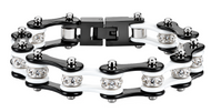 Ladies 10mm Black & White Bling Bike Chain Bracelet Stainless Steel SB58