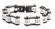 Biker Jewelry Women's Motorcycle Bike Chain Stainless Steel Bracelet Black and White SB58
