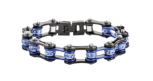 Load image into Gallery viewer, Ladies 10mm Black &amp; Blue Bling Bike Chain Bracelet Stainless Steel SB59