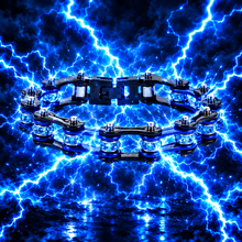 Load image into Gallery viewer, Ladies 10mm Black &amp; Blue Bling Bike Chain Bracelet Stainless Steel SB59