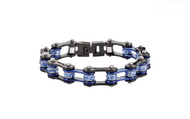 Ladies 10mm Black & Blue Bling Bike Chain Bracelet Stainless Steel SB59