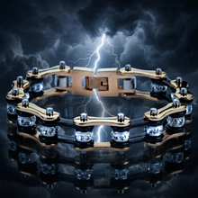 Load image into Gallery viewer, Ladies 10mm Gold and Black Bling Bike Chain Bracelet Stainless Steel SB61