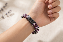 Load image into Gallery viewer, Ladies 10mm Black &amp; Candy Purple Bling Bike Chain Bracelet Stainless Steel SB62