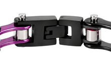 Load image into Gallery viewer, Ladies 10mm Black &amp; Candy Purple Bling Bike Chain Bracelet Stainless Steel SB62