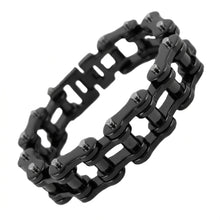 Load image into Gallery viewer, 18mm All Black Bike Chain Bracelet Glossy Black Men's Biker Stainless Steel SB69