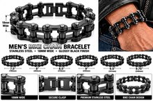 Load image into Gallery viewer, 18mm All Black Bike Chain Bracelet Glossy Black Men's Biker Stainless Steel SB69