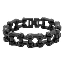 Load image into Gallery viewer, Biker Jewelry Men&#39;s Motorcycle Bike Chain Bracelet Stainless Steel Black Powder Coat SB69