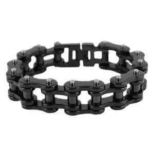 Biker Jewelry Men's Motorcycle Bike Chain Bracelet Stainless Steel Black Powder Coat SB69