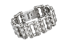 Load image into Gallery viewer, 24mm All Silver Primary Bike Chain Bracelet Biker Chrome Stainless Steel SB71