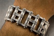 Load image into Gallery viewer, 24mm All Silver Primary Bike Chain Bracelet Biker Chrome Stainless Steel SB71