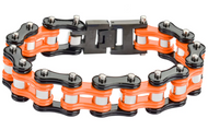 16mm Black & Orange Bike Chain Bracelet Harley Colors Motorcycle Stainless Steel SB77