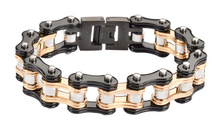 Load image into Gallery viewer, Jewelry Men&#39;s Motorcycle Bike Chain Biker Bracelet Stainless Steel Black &amp; Gold SB78