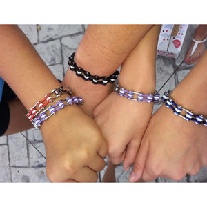 Women's Motorcycle Chain Stainless Steel Bracelet Silver & Vintage Purple SB79