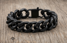 Load image into Gallery viewer, Men's 12mm Black Cuban Link Bracelet Designer Stainless Steel SB7