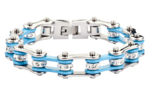 Load image into Gallery viewer, Heavy Metal Jewelry Ladies Motorcycle Bike Chain Stainless Steel Bracelet Silver and Turquoise SB80