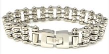 Load image into Gallery viewer, Ladies Stainless Steel Bling Motorcycle Tennis Bracelet with Two Rows of Crystals SB82